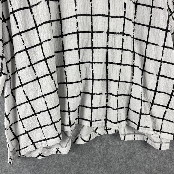 Ali Miles Tunic Top Womens 1X Windowpane Wired Collar Relaxed Artsy Lagenlook - Picture 13 of 14